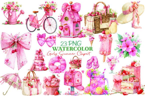 Download Watercolor Girly Summer Clipart - Watercolor Collection