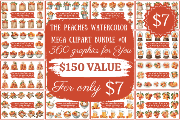 Download Peaches Watercolor Mega Clipart Bundle - Watercolor Collection
