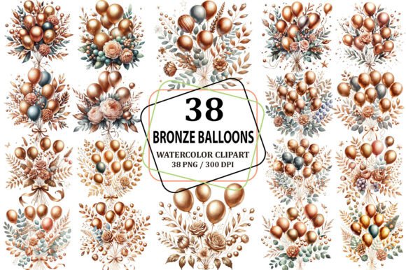 Download Watercolor Bronze Balloons Clipart PNG - Watercolor Collection