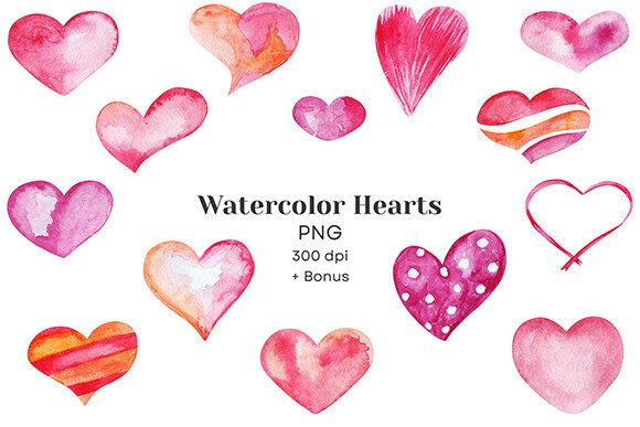 Download Watercolor Hearts Bundle - Watercolor Collection