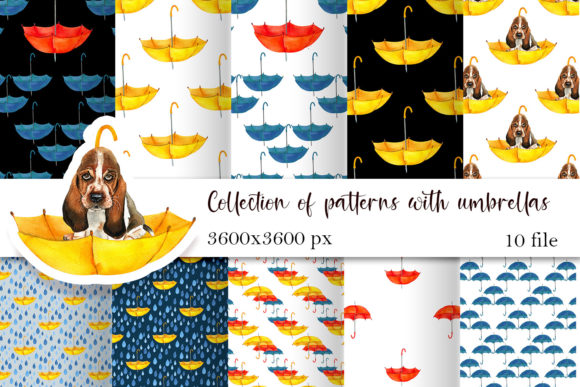 Download Digital Paper with Umbrellas Watercolor - Watercolor Collection