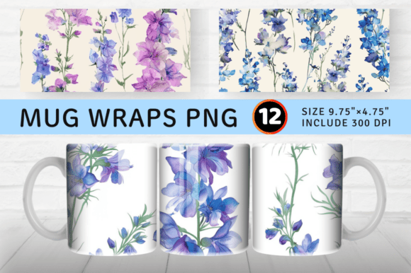 Download Watercolor Larkspur Flower Mug Wrap Subl - Watercolor Collection