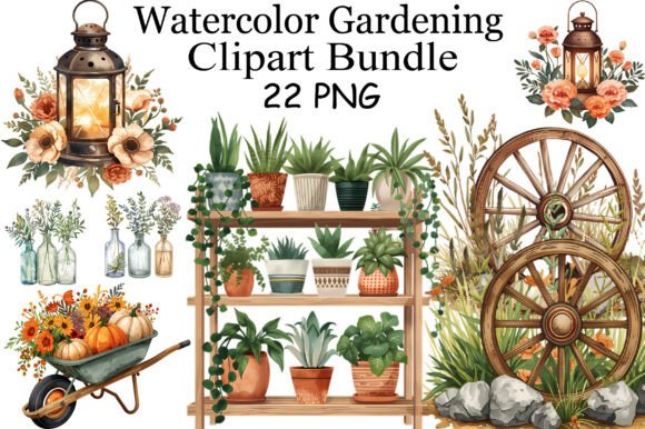 Download Watercolor Gardening Clipart Bundle - Watercolor Collection