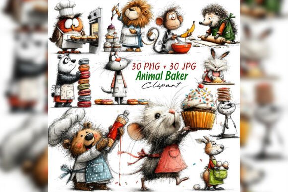 Download Whimsical Animal Baker Watercolor Png - Watercolor Collection