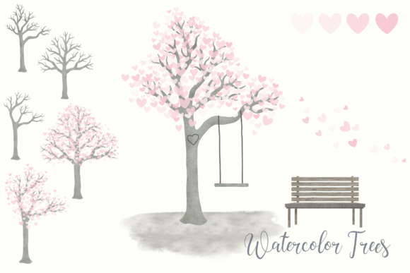 Download Pink Watercolor Heart Tree - Watercolor Collection