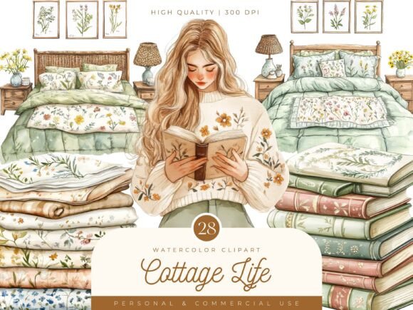 Download Watercolor Life in a Cottage Clipart - Watercolor Collection