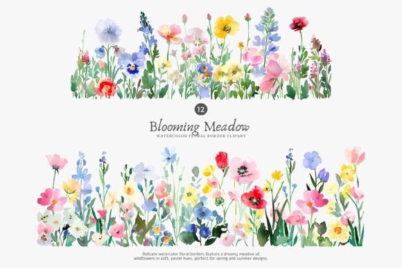Download Watercolor Flowers Floral Border Set - Watercolor Collection