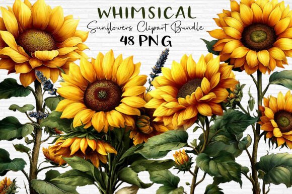 Download Watercolor Sunflowers Clipart Bundle PNG - Watercolor Collection