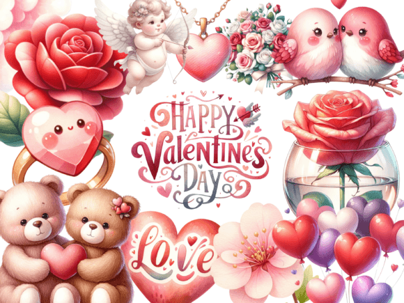 Download Valentine Watercolor Clipart Set - Watercolor Collection