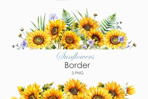 Download Watercolor Sunflowers Border PNG - Watercolor Collection