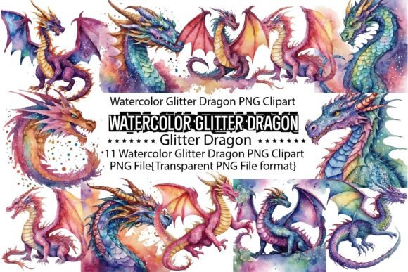 Download Watercolor Glitter Dragon Sublimation - Watercolor Collection
