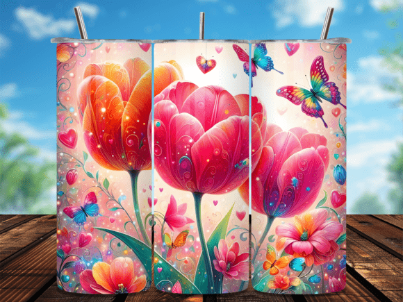 Download Pink Watercolor Heart Tulip Tumbler Wrap - Watercolor Collection