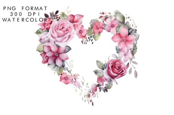 Download Watercolor Heart Flower Wreath - Watercolor Collection