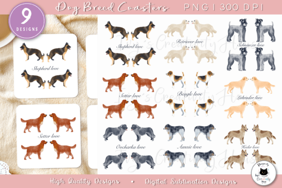 Download Watercolor Dog Coaster Designs | Dog Png - Watercolor Collection
