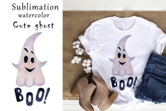 Download Sublimation Watercolor. Cute Ghost. PNG - Watercolor Collection