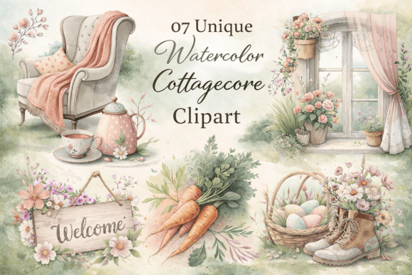 Download Unique Watercolor Cottagecore Clipart - Watercolor Collection