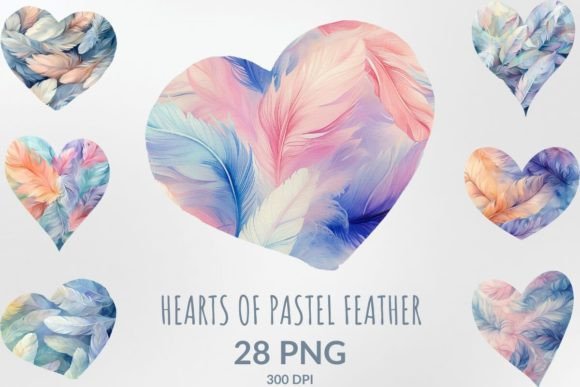 Download Watercolor Hearts of Pastel Feather Love - Watercolor Collection