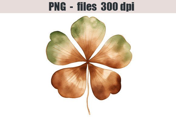 Download Bronze Clover Watercolor Clipart - Watercolor Collection