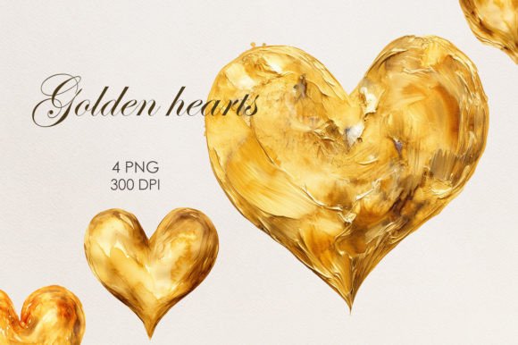 Download Golden Watercolor Hearts - Watercolor Collection