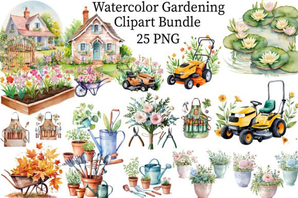 Download Watercolor Gardening Clipart Bundle - Watercolor Collection