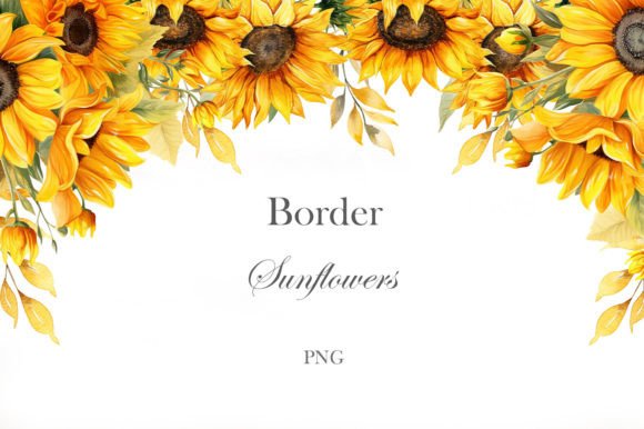Download Watercolor Sunflowers Border. Gold Frame - Watercolor Collection