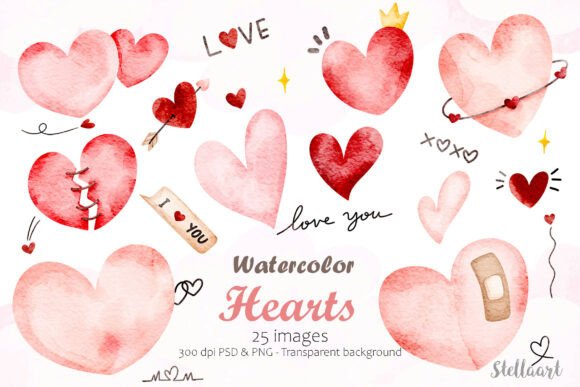 Download Watercolor Heart Elements Collection - Watercolor Collection