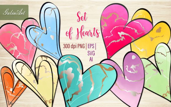 Download Heart Set / Colored Watercolor Hearts - Watercolor Collection