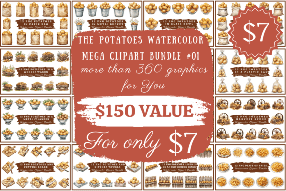 Download Potatoes Watercolor Mega Clipart Bundle - Watercolor Collection