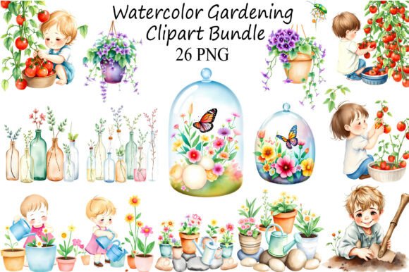 Download Watercolor Gardening Clipart Bundle - Watercolor Collection