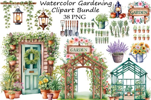 Download Watercolor Gardening Clipart Bundle - Watercolor Collection