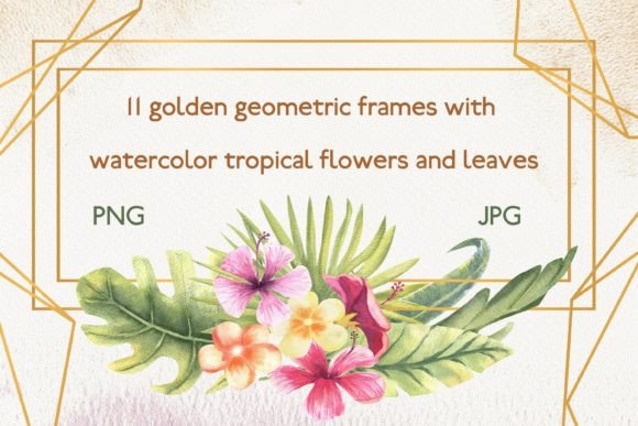 Download Watercolor Frame with Tropic Leaves/Set2 - Watercolor Collection