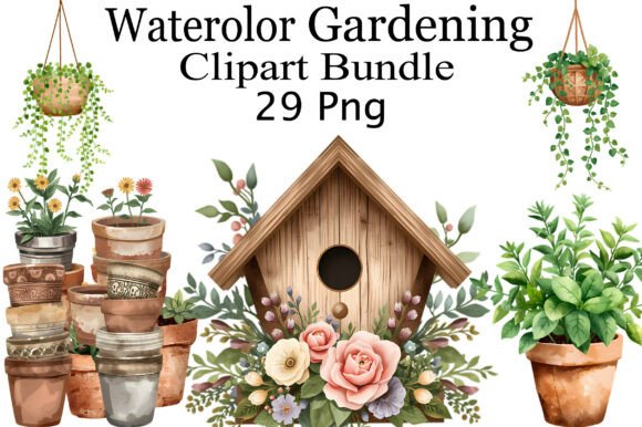 Download Watercolor Gardening Clipart Bundle - Watercolor Collection