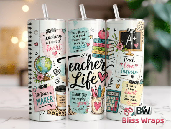 Download Teacher Life Tumbler Wrap PNG - Premium Resources