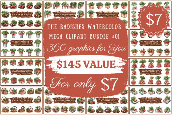 Download Radishes Watercolor Mega Clipart Bundle - Watercolor Collection