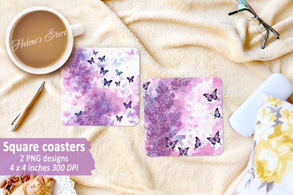 Download Watercolor Lilac Flowers Square Coasters - Watercolor Collection