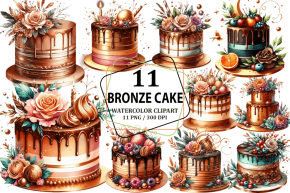 Download Watercolor Bronze Cake Clipart PNG - Watercolor Collection