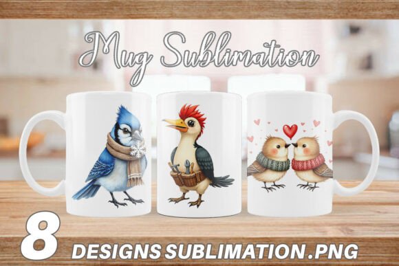 Download Whimsical Bird Watercolor Mug Wrap - Watercolor Collection