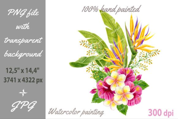 Download Tropical Flowers Palm Leaves. Watercolor - Watercolor Collection