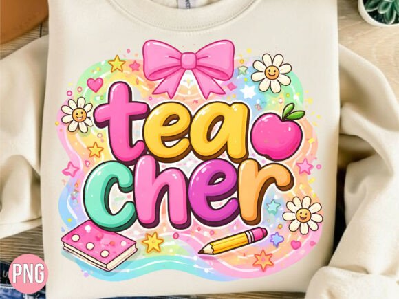 Download Rainbow Teacher Apple Bow Notebook PNG - Premium Resources