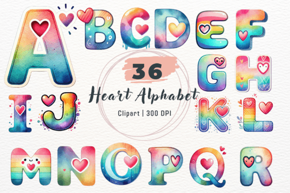 Download Watercolor Heart Alphabet Pink Letters - Watercolor Collection